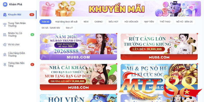 Khuyến mãi Mu88 - Bùng nổ siêu ưu đãi khủng nhất năm 2026
