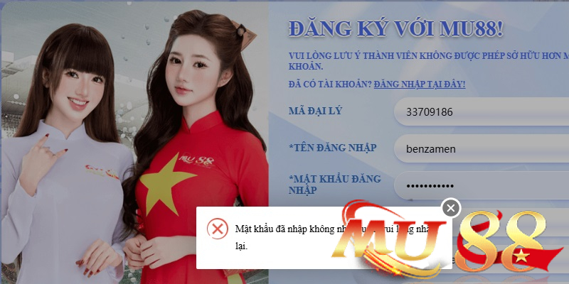 Lỗi thường gặp khi đăng ký Mu88