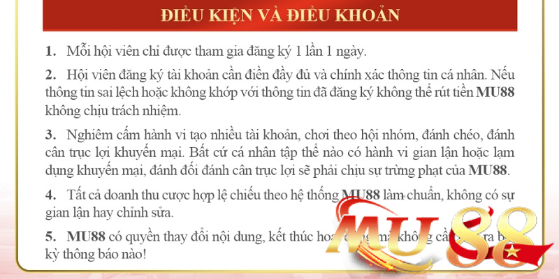 Khuyến mãi siêu hot - Nhận ưu đãi không giới hạn cùng Mu88 2 điều kiện khuyến mãi